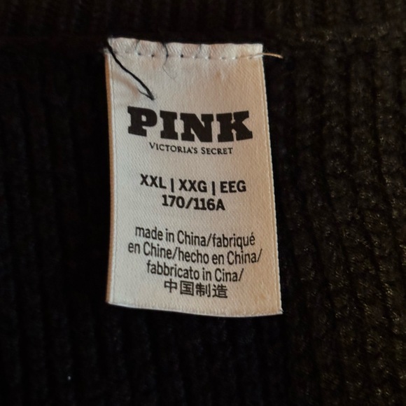 PINK Cozy Sweater & Shorts Lounge Set Women’s Size XXL Black Knit Relaxed Fit - Picture 10 of 12